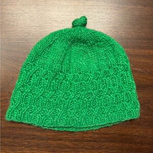 Green crochet beanie hat